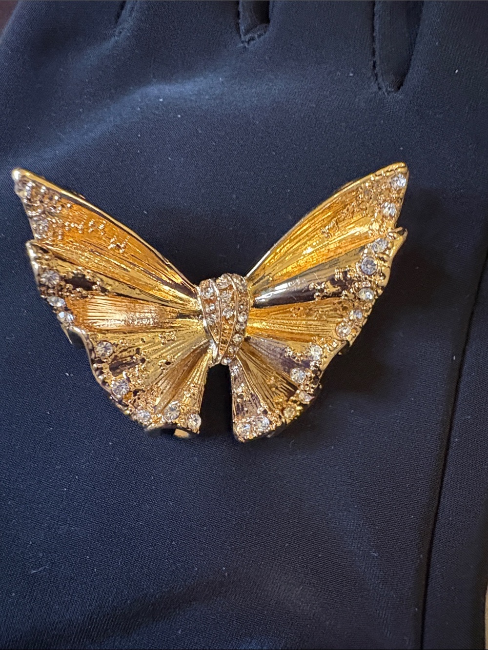 Gold Butterfly Crystal Brooch - Sparkling Women's Accessory